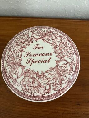 Spode Porcelain Vintage Trinket Dish - 'For Someone Special' Red Floral Design